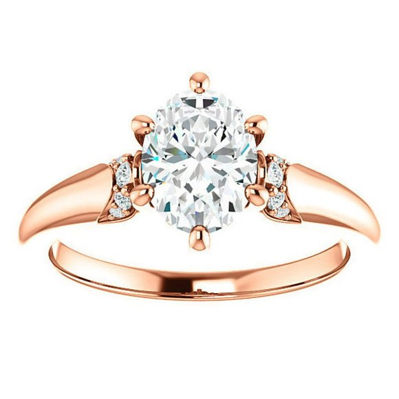 1.5Carat -8x6mm Oval Moissanite Accented Engagement Ring - Picture 14 of 15